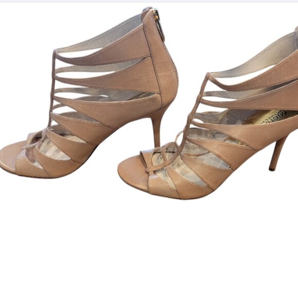 MICHAEL KORS MAVIS OPEN TOE DK KHAKI ZIPPER STRAPPY SANDAL WOMEN SHOES - Picture 2 of 13